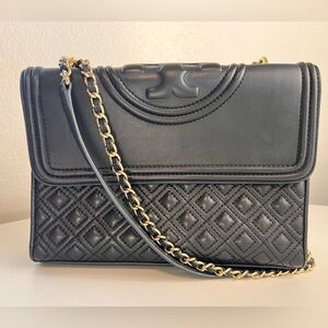 Tory Burch Fleming Large Leather Convertible Shoulder Bag.
